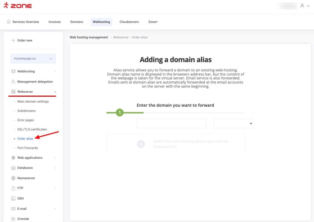 Solution: domain alias